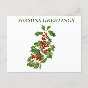 Seasons Greetings Holly Briefkaart