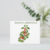 Seasons Greetings Holly Briefkaart (Staand voorkant)