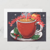 Season's Greetings Hot Apple Cider Postcard Feestdagenkaart (Voorkant / Achterkant)