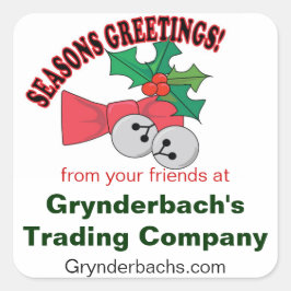 Seasons Greetings Jingle Bells en Holly Vierkante Sticker