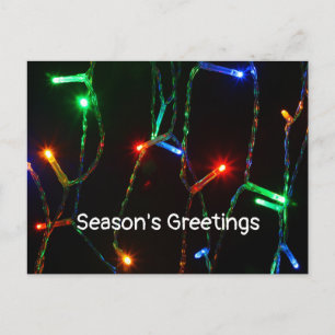 "Season's Greetings" kleurrijke kerstverlichting Briefkaart