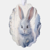 Season's Greetings Little Rabbit In Snow Ornament Kaart (Links)