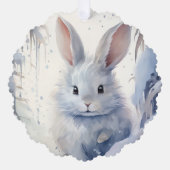 Season's Greetings Little Rabbit In Snow Ornament Kaart (Voorkant)