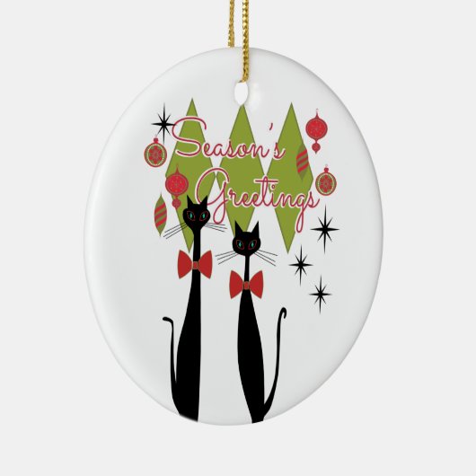 Season's Greetings MCM Retro Cool Cat Keramisch Ornament (Rechts)