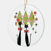 Season's Greetings MCM Retro Cool Cat Keramisch Ornament (Links)