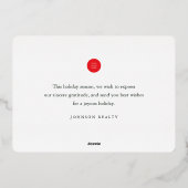 Season's Greetings Modern Winter Snow Village Folie Feestdagenkaart (Achterkant)