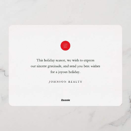 Season's Greetings Modern Winter Snow Village Folie Feestdagenkaart (Achterkant)