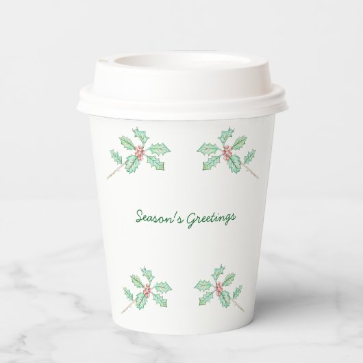 Season's Greetings  Paper Cup Papieren Bekers (Achterkant)
