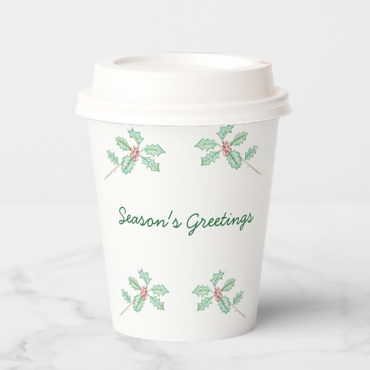 Season's Greetings  Paper Cup Papieren Bekers (Voorkant)