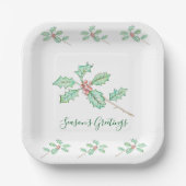 Season's Greetings Paper Plate Papieren Bordje (Voorkant)
