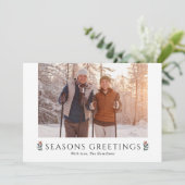 Seasons Greetings Poinsettia Landscape Photo Feestdagenkaart (Staand voorkant)