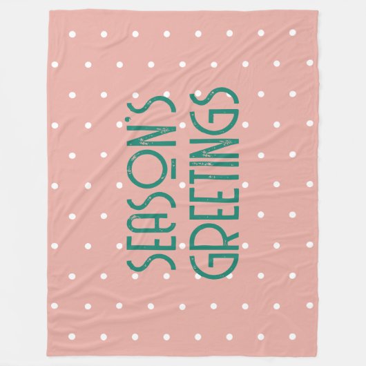 Season's Greetings Polka Dot  Fleece Deken (Voorkant)