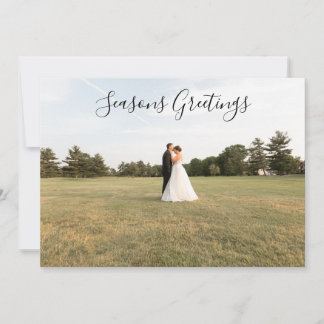 Seasons Greetings Script Photo Card Feestdagenkaart