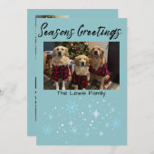 Seasons Greetings Snowflake Photo Card Feestdagenkaart (Voorkant / Achterkant)