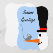 Seasons Greetings Snowman Feestdagenkaart (Voorkant / Achterkant)