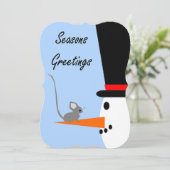 Seasons Greetings Snowman Feestdagenkaart (Staand voorkant)