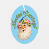 Season's Greetings - Spring Santa Metalen Ornament (Voorkant links)