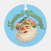 Season's Greetings - Spring Santa Metalen Ornament (Achterkant)
