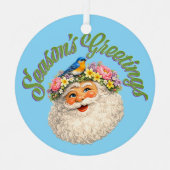 Season's Greetings - Spring Santa Metalen Ornament (Voorkant)