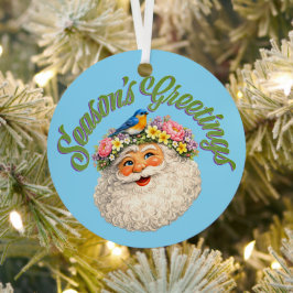 Season's Greetings - Spring Santa Metalen Ornament