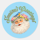 Season's Greetings - Spring Santa Ronde Sticker (Voorkant)