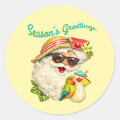 Season's Greetings - Summer Santa Ronde Sticker (Voorkant)