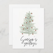 "Season's Greetings" Waterverf Kerstmis Kaart (Voorkant / Achterkant)