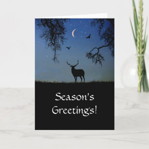 Seasons Greetings Wildlife Elk Raven Holiday Kaart