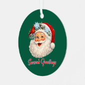 Season's Greetings - Winter Santa Metalen Ornament (Voorkant links)