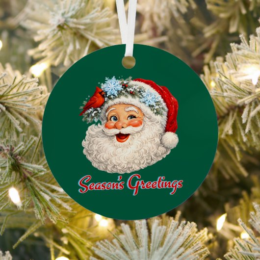 Season's Greetings - Winter Santa Metalen Ornament (Insitu)