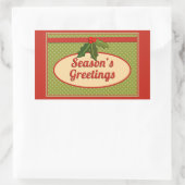  Season's Greetings with Holly Rechthoekige Sticker (Tas)