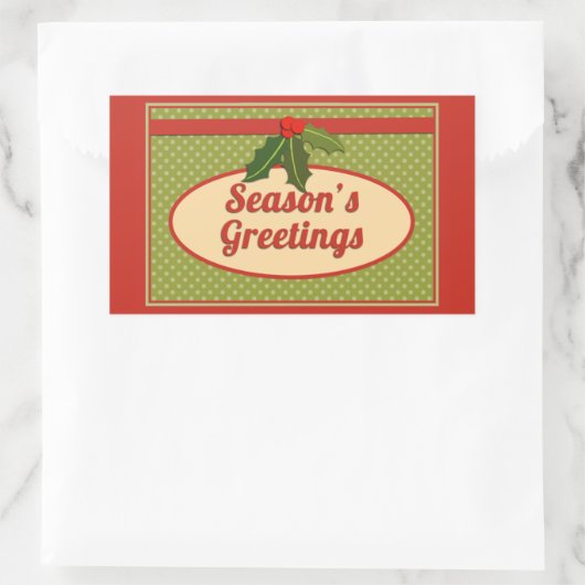  Season's Greetings with Holly Rechthoekige Sticker (Tas)