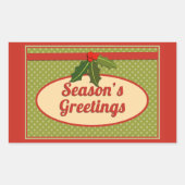 Season's Greetings with Holly Rechthoekige Sticker (Voorkant)