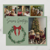 Seasons Greetings Wreath Photo Card Feestdagenkaart (Voorkant / Achterkant)
