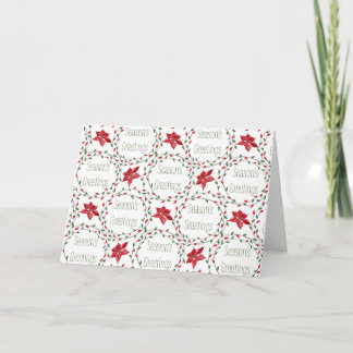 Season's Greetings wreath red green white Feestdagen Kaart