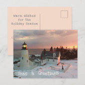 Seasons Greetings Xmas Lighthouse Feestdagenkaart (Voorkant / Achterkant)