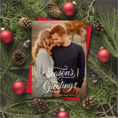 Season's Groeten Elegant Script Kerstfoto Feestdagenkaart