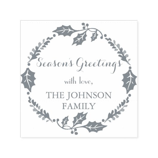 Season's Groeten Familienaam Kerststempel Zelfinktende Stempel (Design)