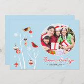 Season's Groeten Foto met Birds Kaart (Voorkant / Achterkant)