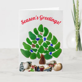 Season's Groeten Groen Zee Glas Kerstboom Feestdagen Kaart