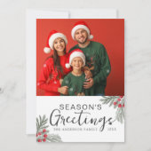 Season's Groeten Kerstmis krans Foto Feestdagenkaart (Voorkant)