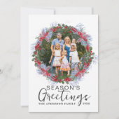 Season's Groeten Kerstmis krans Foto Feestdagenkaart (Voorkant)
