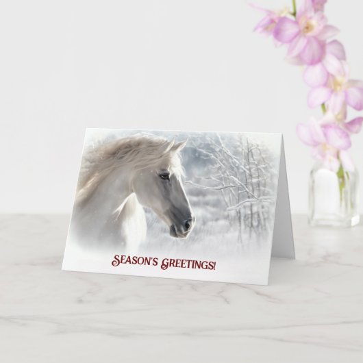 Season's Groeten Paard en Sneeuw Mooi Kaart (Orchidee)