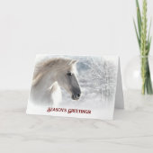 Season's Groeten Paard en Sneeuw Mooi Kaart (Voorkant)