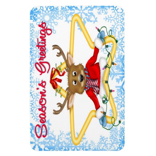 Season's Groeten Rendier Flex Magneten (Verticaal)