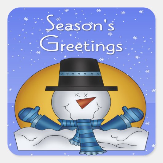 Season's Groeten Sneeuwman Stickers (Voorkant)