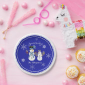 Season's Groeten Vakantie Party Sneeuwmannen Sneeu Papieren Bordje (Feest)