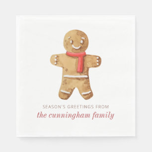 Season's Groeten Waterverf Gingerbread Man Servet