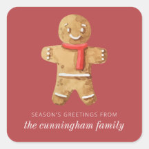 Season's Groeten Waterverf Gingerbread Man