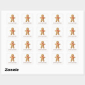 Season's Groeten Waterverf Gingerbread Man Vierkante Sticker (Vel)
